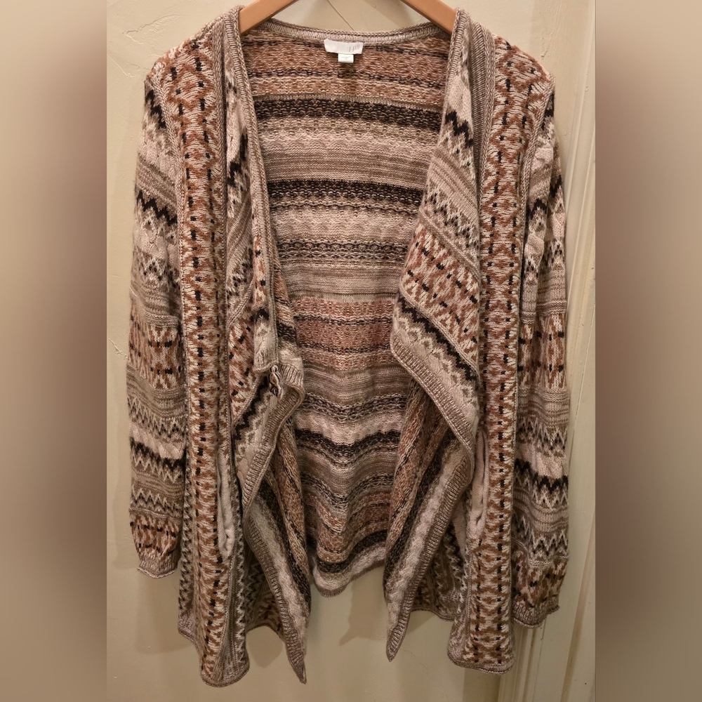 J. Jill Multicolor Patterned Cardigan With Pockets Medium